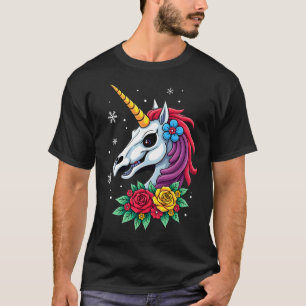 Camiseta Calavera de azúcar de unicornio arte mexicano, cam