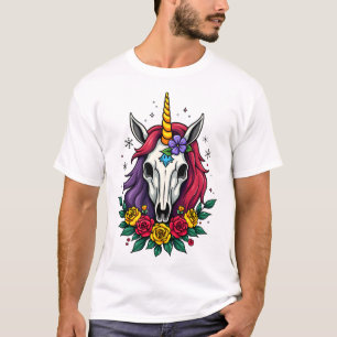 Camiseta Calavera de azúcar de unicornio arte mexicano, cam