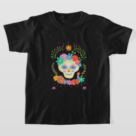 Camiseta Calavera de azúcar dulce colorida Día de los Muert