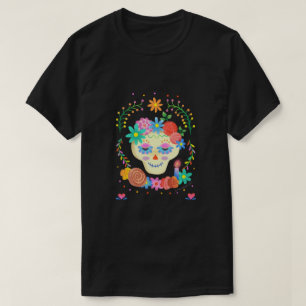 Camiseta Calavera de azúcar dulce colorida Día de los Muert