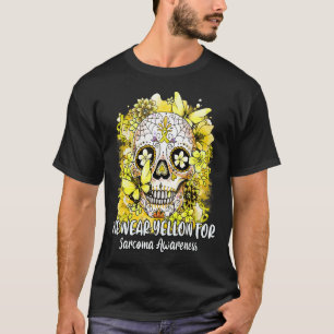 Camiseta Calavera De Azúcar En Flor Usada De Amarillo Para 