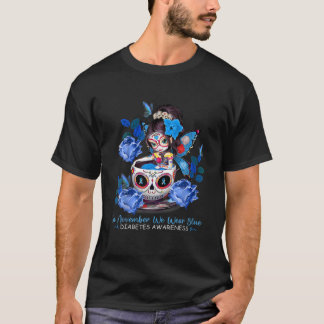 Camiseta Calavera De Azúcar En Noviembre Usamos Diabete Azu