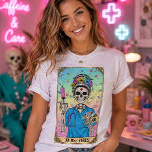 Camiseta Calavera de Azúcar Esqueleto Tarot Médico Vibracio