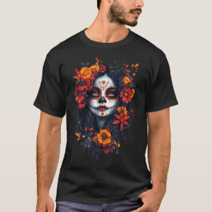 Camiseta Calavera de azúcar floral de La Catrina - Día Skul