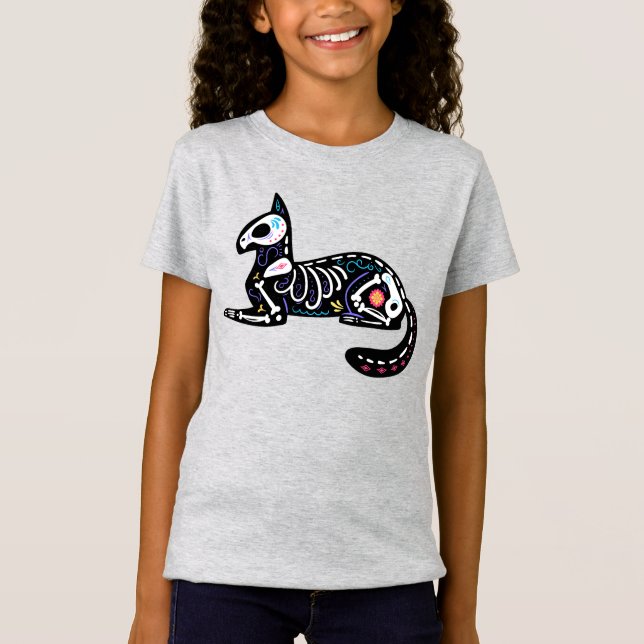 Camiseta Calavera de azúcar Gato II (Anverso)