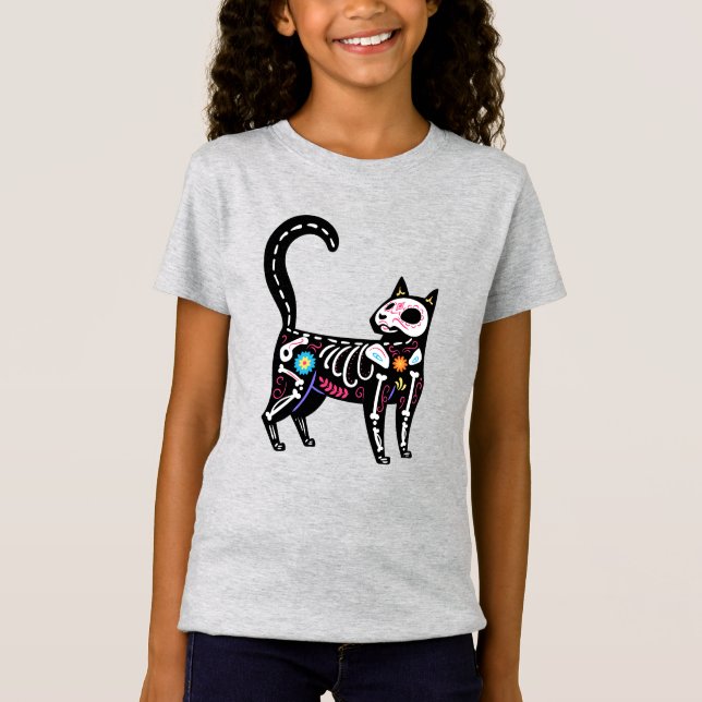 Camiseta Calavera de azúcar Gato IV (Anverso)