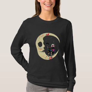 Camiseta Calavera de Azúcar Gato Luna Día de los Muertos Me