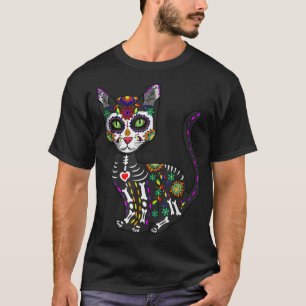 Camiseta Calavera de azúcar Gato Mexicano Halloween Día De 