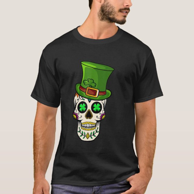 Camiseta Calavera de azúcar irlandesa Paddys St Patricks Da (Anverso)