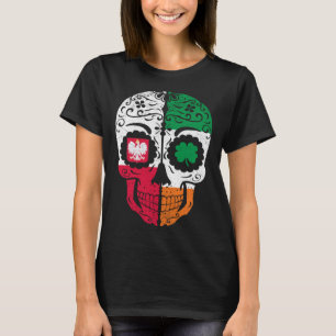 Camiseta Calavera de azúcar irlandesa polaca bandera de Irl