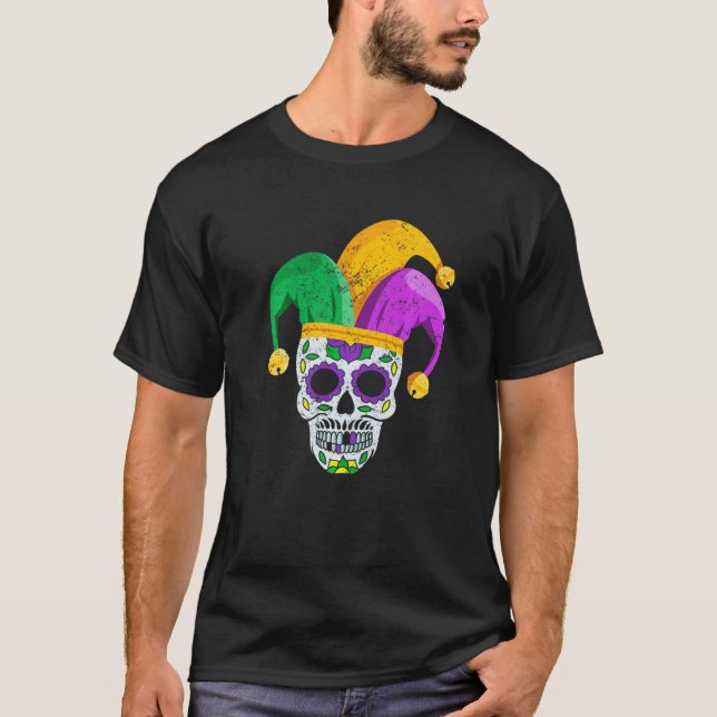 Camiseta Calavera de azúcar Mardi Gras Fiesta Aparatos Homb (Anverso)