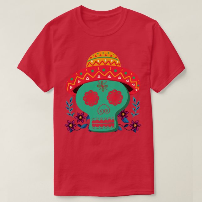 Camiseta Calavera de azúcar mexicana (Diseño del anverso)