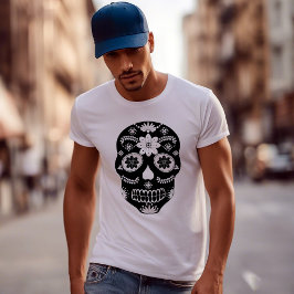 Camiseta Calavera de azúcar mexicana 2 hombres blancos y ne