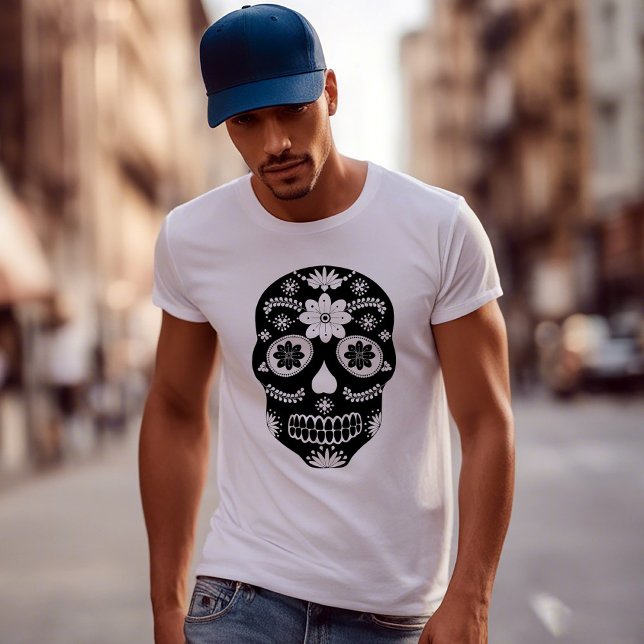 Camiseta Calavera de azúcar mexicana 2 hombres blancos y ne (Subido por el creador)