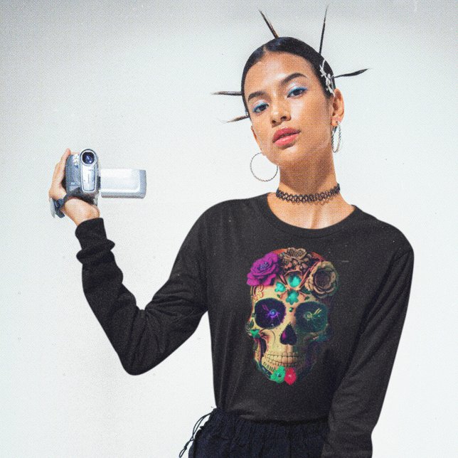 Camiseta Calavera de azúcar morado y Verde azulado de las m (Subido por el creador)