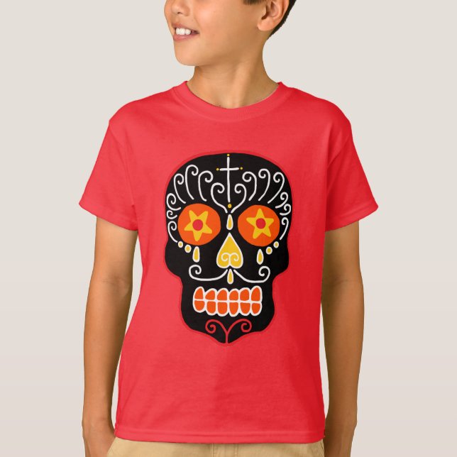 Camiseta Calavera de Azúcar Negro (Anverso)