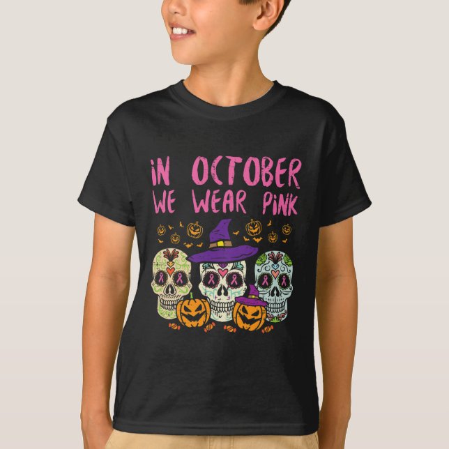 Camiseta Calavera de azúcar Octubre Conciencia sobre el cán (Anverso)