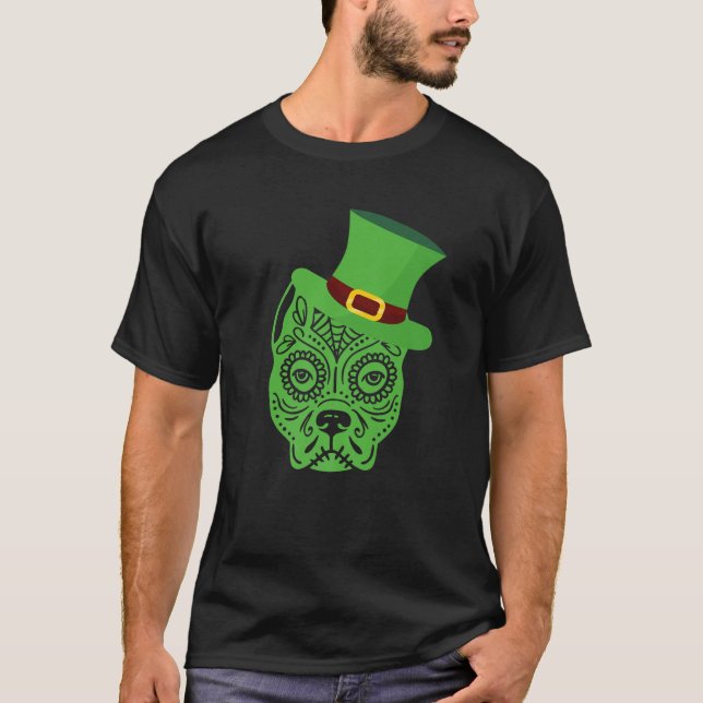 Camiseta Calavera de Azúcar Pitbull Saint Patricks Día De M (Anverso)