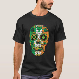 Camiseta Calavera de azúcar St Patrick Lucky Shamrock Flora