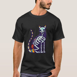 Camiseta Calavera de azúcar suave gato mexicano Halloween D