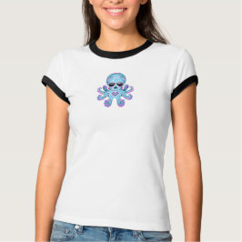 Camiseta Calavera de azúcar suave pulpo zombie - azul