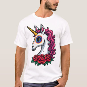 Camiseta Calavera de Azúcar Unicornio Arte Mexicano, Camise