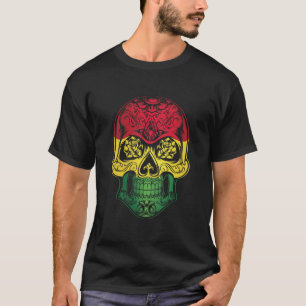 Camiseta Calavera De Bolivia Y Bandera De Los Rosas