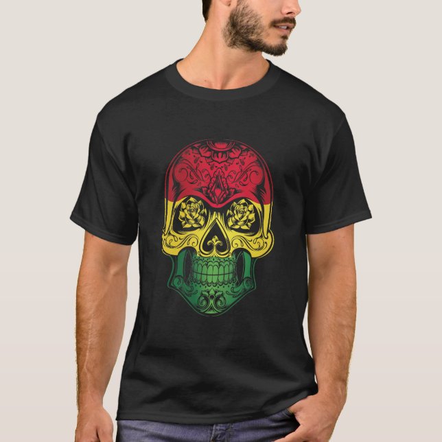 Camiseta Calavera De Bolivia Y Bandera De Los Rosas (Anverso)