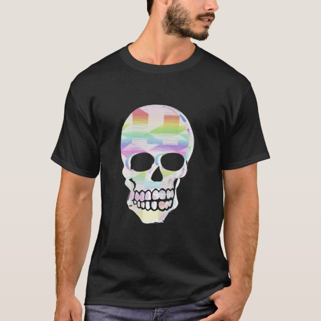 Camiseta Calavera de brillo de color (Anverso)