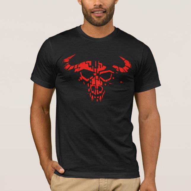 Camiseta Calavera de Búfalo Tribal Roja (Anverso)