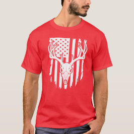 Camiseta Calavera de Ciervo Bandera Americana