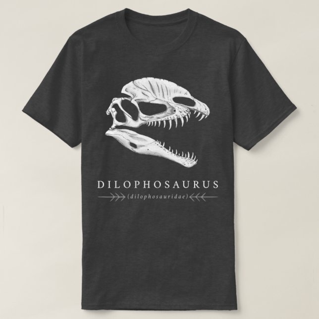Camiseta Calavera de dinosaurio Dilophosaurus (Diseño del anverso)
