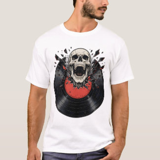 Camiseta Calavera de disco de vinilo retro