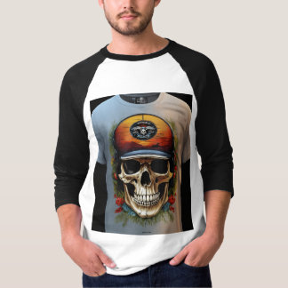 Camiseta "Calavera de edugie y gorro bordado de huesos cruz