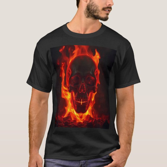 Camiseta Calavera de Fuego Llameante (Anverso)