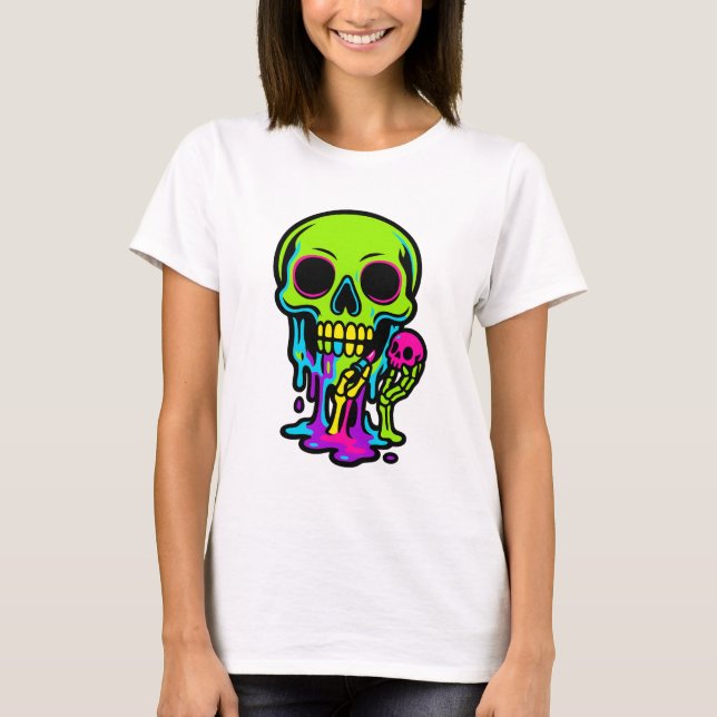Camiseta Calavera de fusión colorida (Anverso)