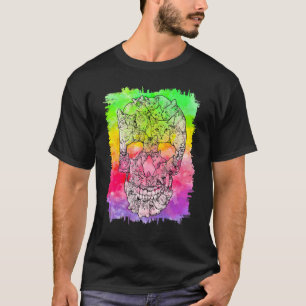 Camiseta Calavera de gato con teñido de nudos Halloween