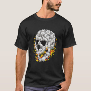Camiseta Calavera de gato quemada hueso cabeza esqueleto cr