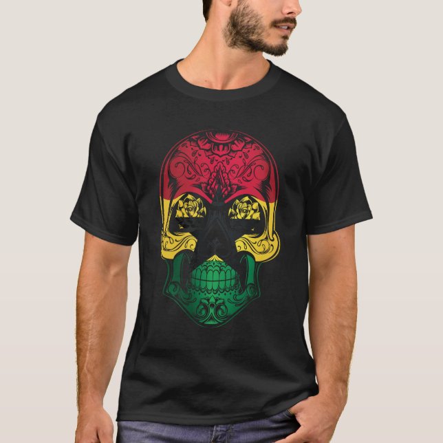 Camiseta Calavera De Ghana Y Bandera De Los Rosas (Anverso)