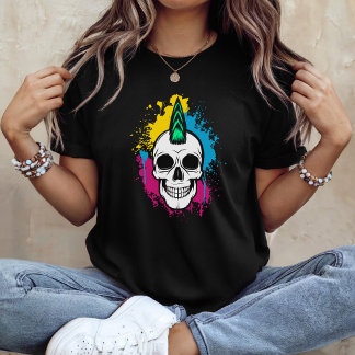 Camiseta Calavera de grafiti urbano con mohawk