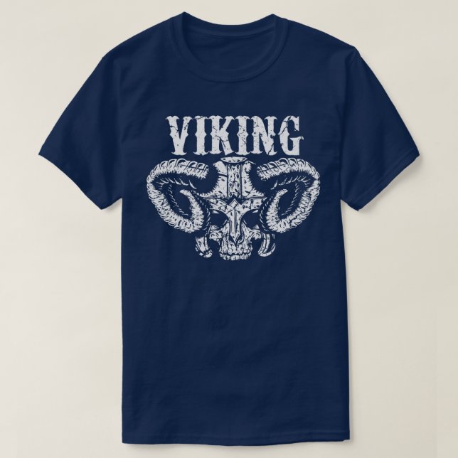 Camiseta Calavera de guerrero vikinés (Diseño del anverso)