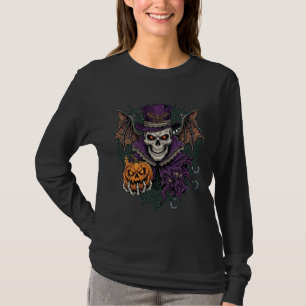 Camiseta Calavera de Halloween Sombrero Alto Alas de Murcié