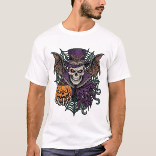 Camiseta Calavera de Halloween Sombrero Alto Alas de Murcié
