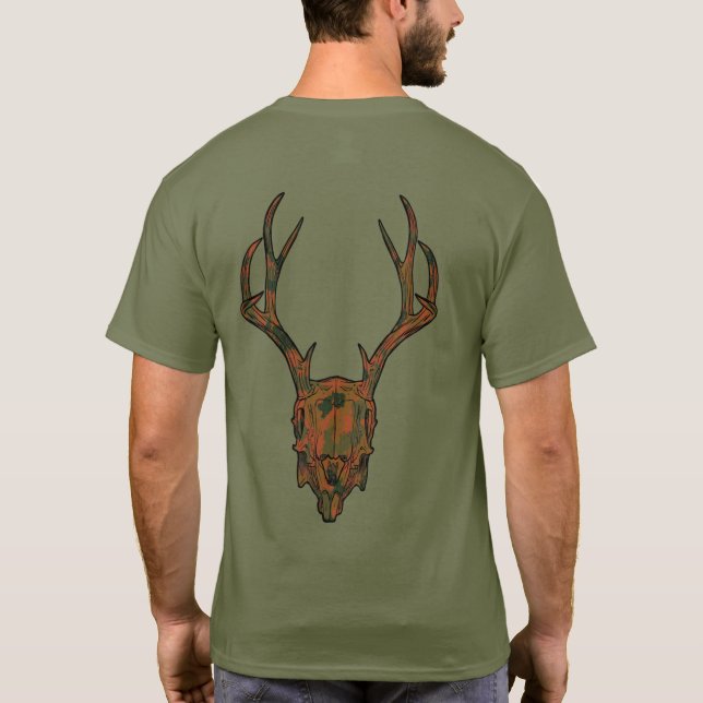 Camiseta Calavera de Jackalope de Montaje Europeo Camuflaje (Reverso)