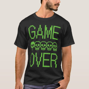 Camiseta Calavera de juego de píxeles Game Over Juego de vi
