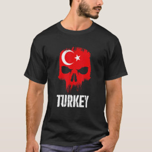 Camiseta Calavera de la bandera de Turquía Orgullo turco Pa