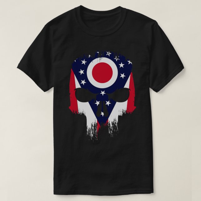 Camiseta Calavera de la bandera del estado de Ohio (Diseño del anverso)