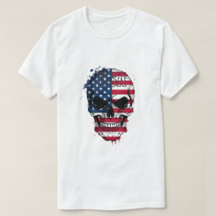 Camiseta Calavera de la bandera estadounidense con problema