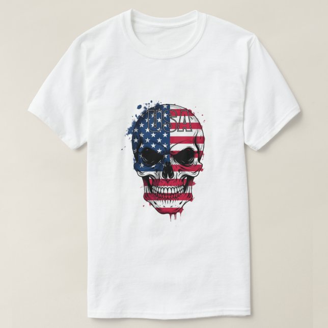 Camiseta Calavera de la bandera estadounidense con problema (Diseño del anverso)