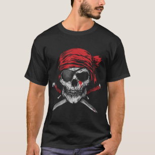 Camiseta Calavera De La Bandera Pirata Y Esqueleto De Cross